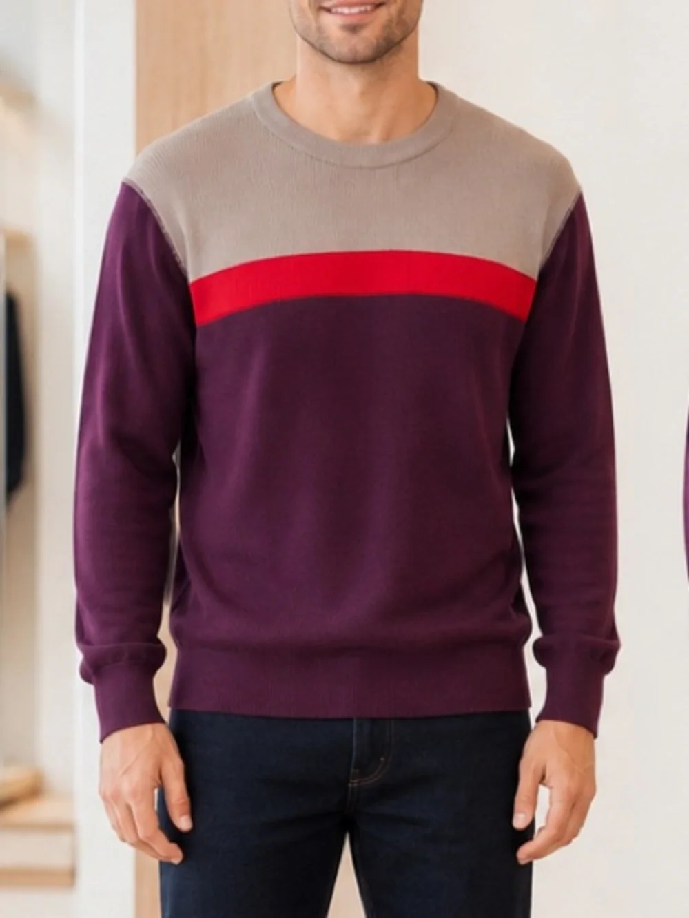 GAP Men's Colorblock Waffle-Knit Long-sleeve Shirt Size L